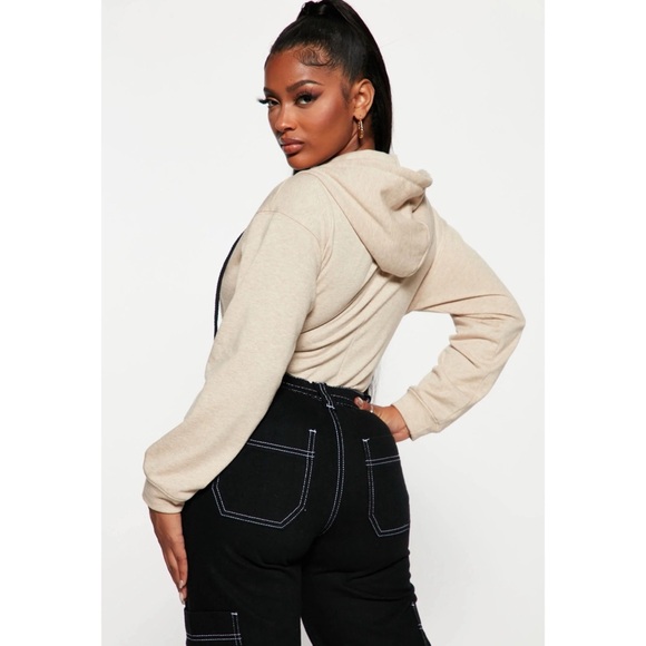 FASHION NOVA NWOT Loungin' Around Hoodie Bodysuit *Oatmeal S - Picture 3 of 13